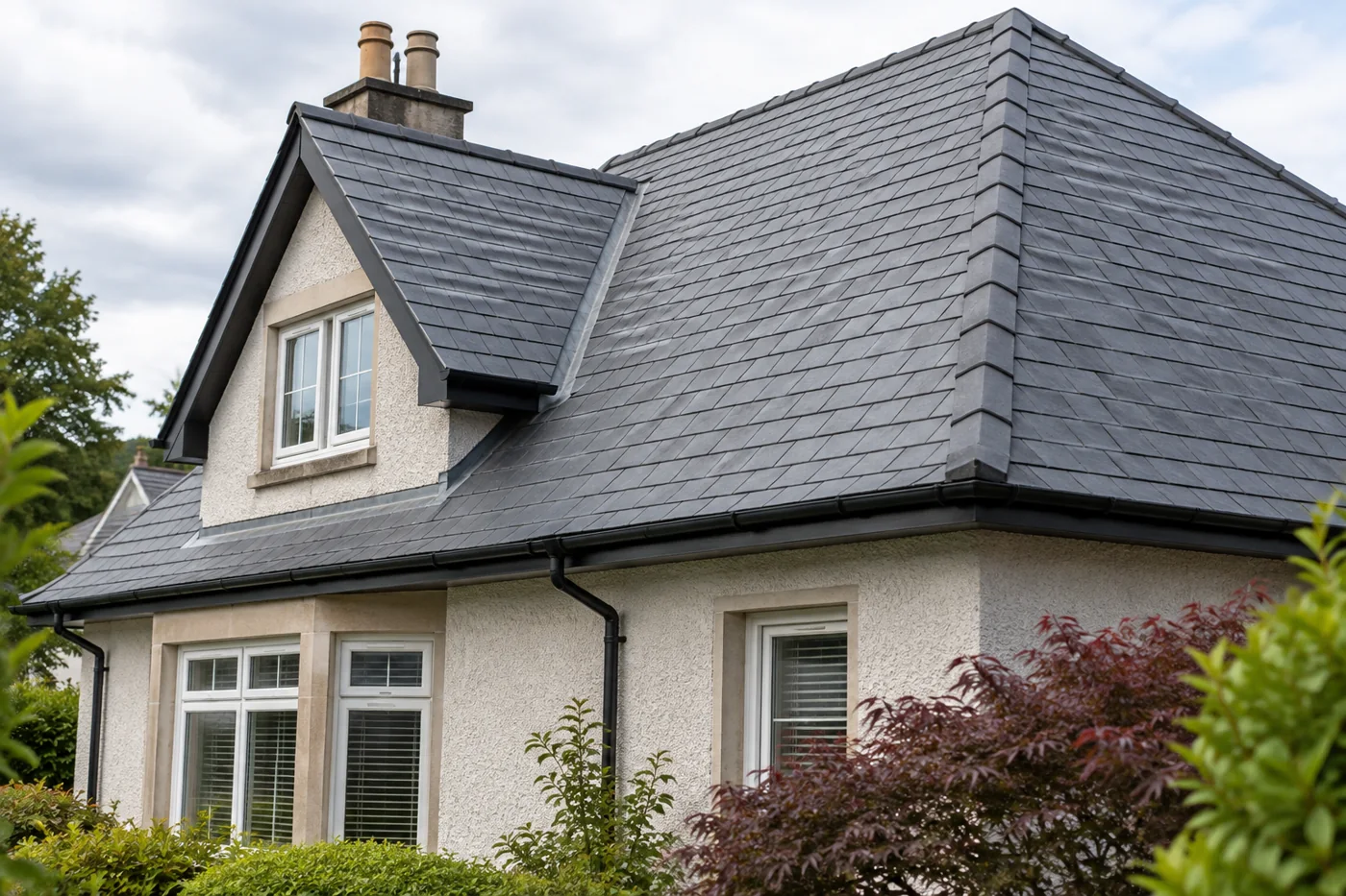 Natural slate roof and ridge