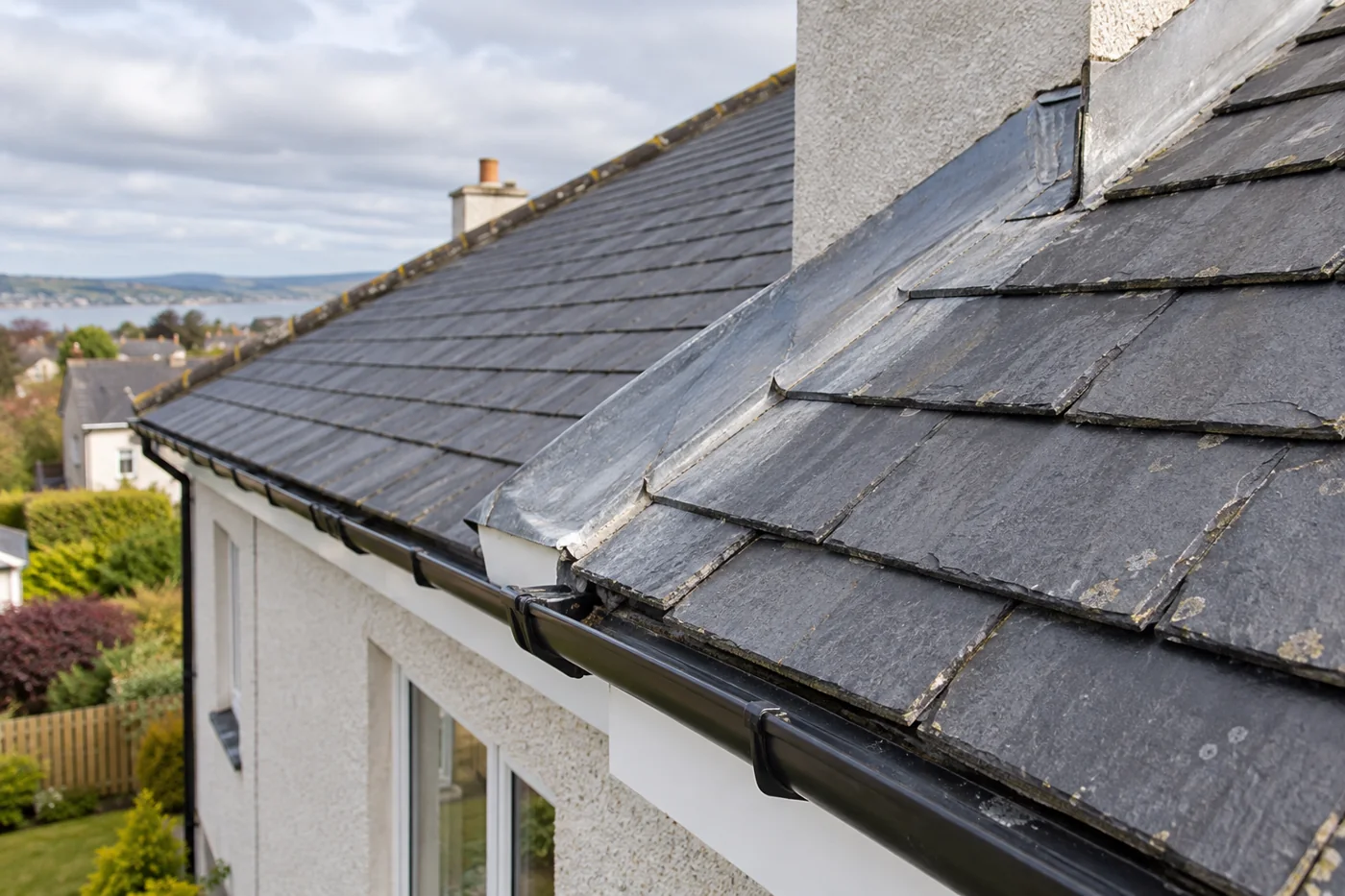 Roof covering, flashing and eaves condition detail
