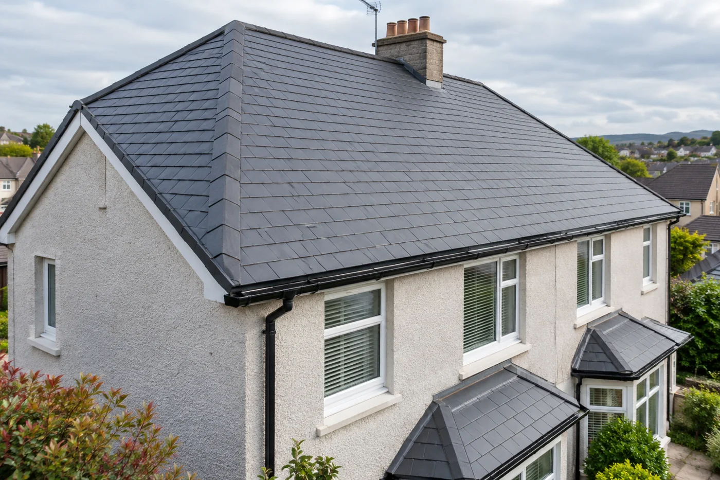 Complete pitched roof with ridge and eaves