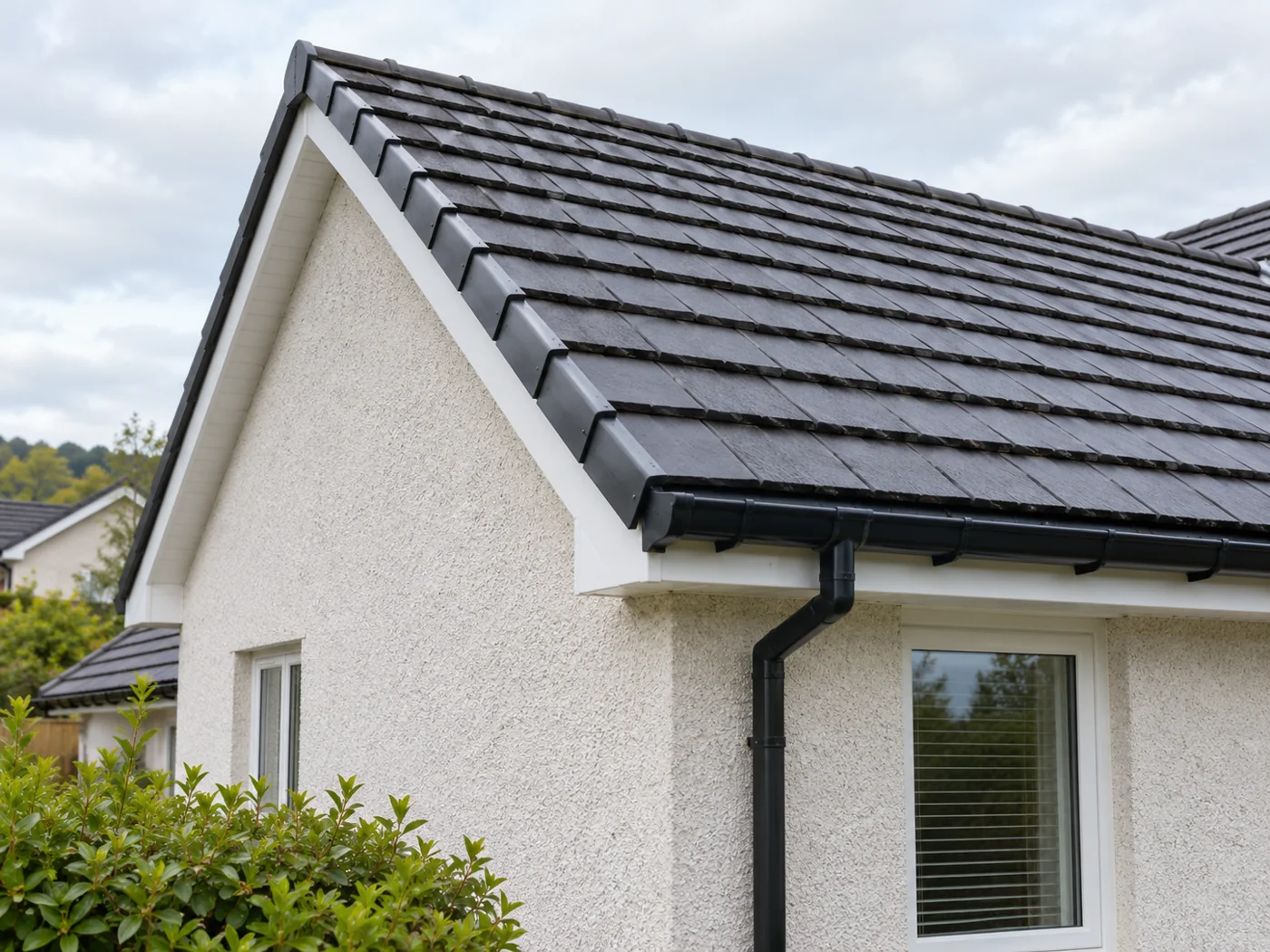 Tiled roof eaves and verge